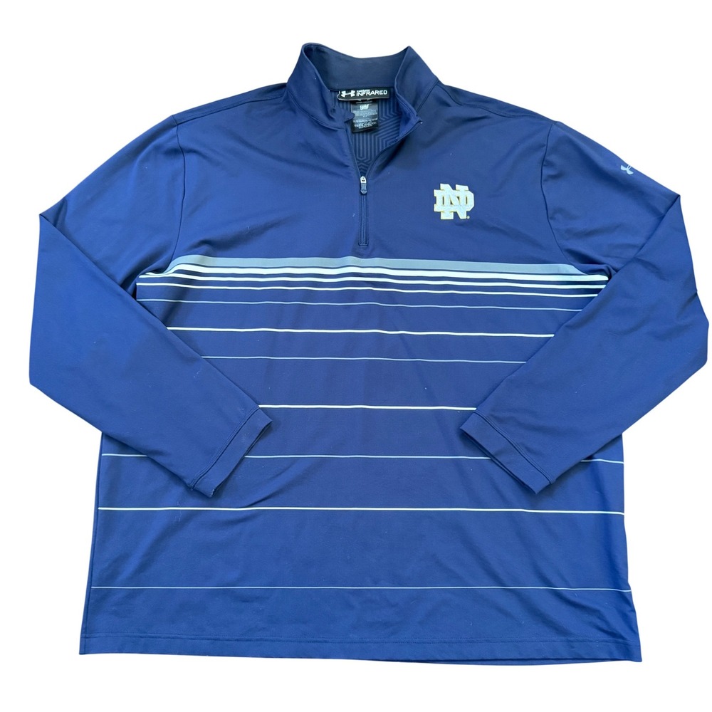 Under Armour Notre Dame Infrared 1/4 Zip‎ Pullover Navy Men's 2XL Golf College